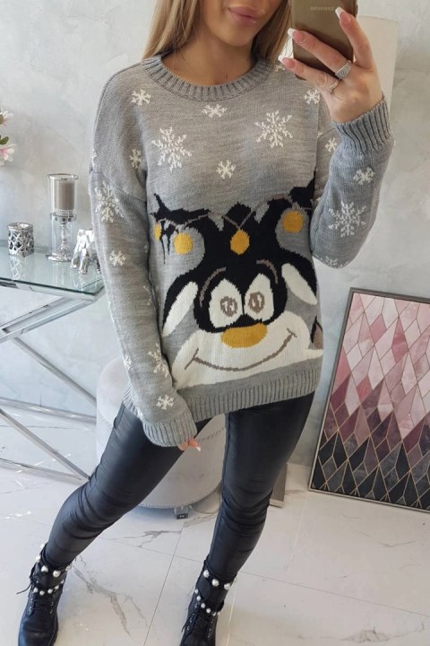 Sweter świąteczny z reniferem szary uniwersalny