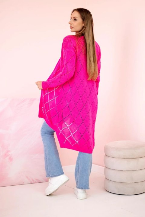 Sweter z geometrycznym wzorem różowy neon uniwersalny