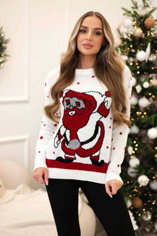 Sweter ze Świętym Mikołajem ecru uniwersalny