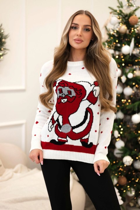 Sweter ze Świętym Mikołajem ecru uniwersalny