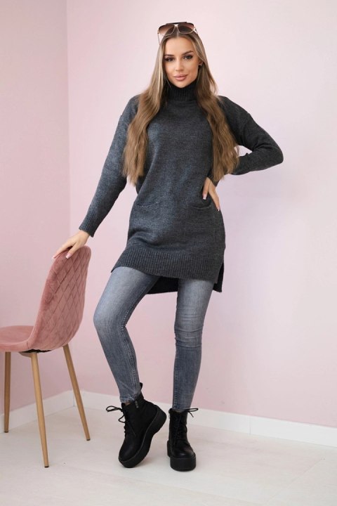 Sweter ze stójką grafitowy uniwersalny