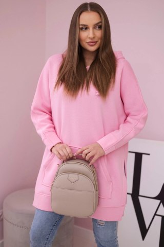 Bluza ocieplana z rozcięciami na bokach jasno różowa uniwersalny