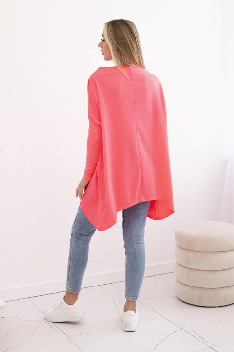 Bluza oversize z asymetrycznymi bokami różowy neon uniwersalny