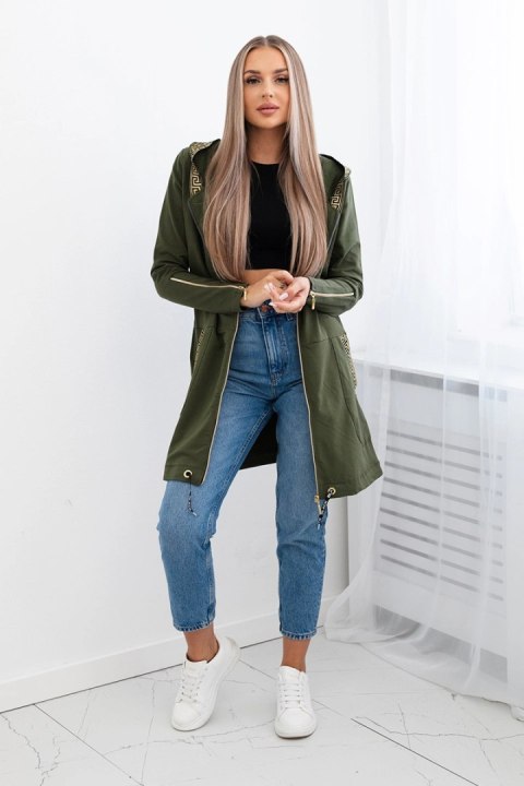 Bluza z ozdobną taśmą khaki uniwersalny