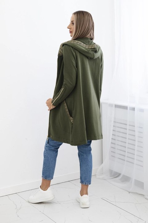 Bluza z ozdobną taśmą khaki uniwersalny