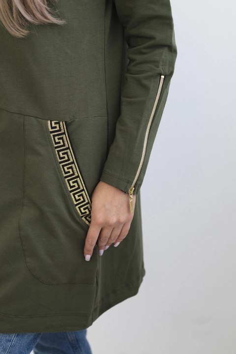 Bluza z ozdobną taśmą khaki uniwersalny