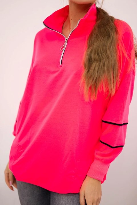 Bluza z suwakiem i kieszeniami różowy neon uniwersalny