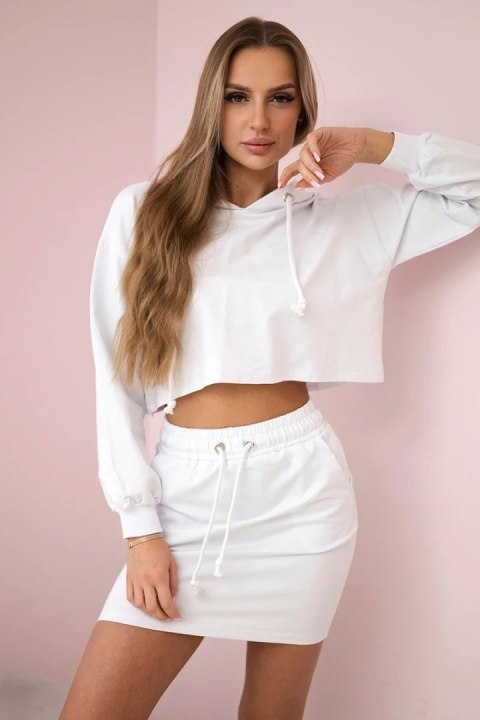Komplet bluzy ze spódniczką biały uniwersalny