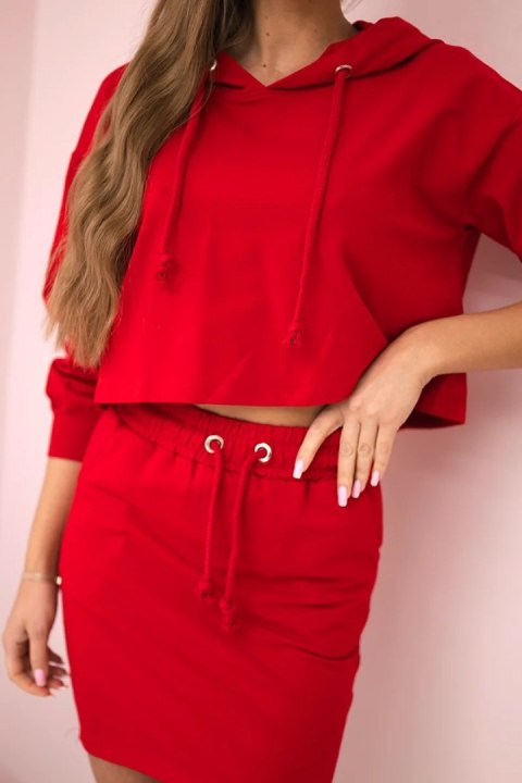 Komplet bluzy ze spódniczką czerwony uniwersalny