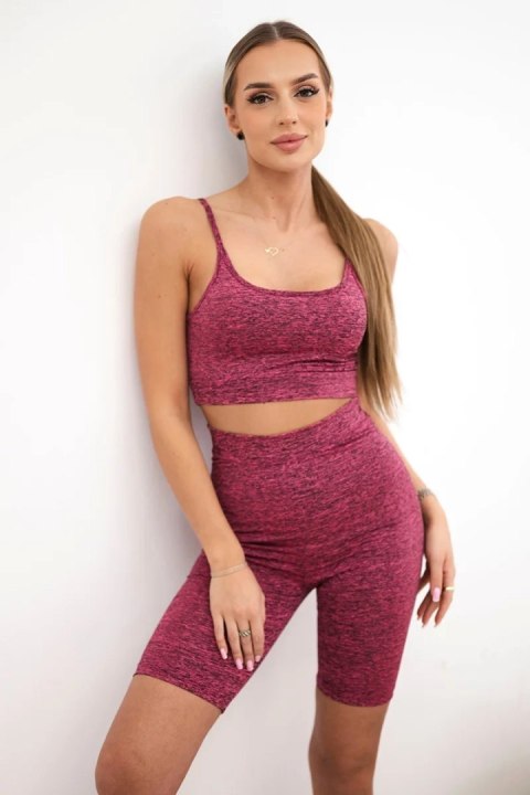 Komplet sportowy top + legginsy różowy uniwersalny