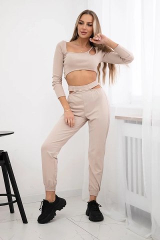 Komplet z bluzką top beżowy uniwersalny