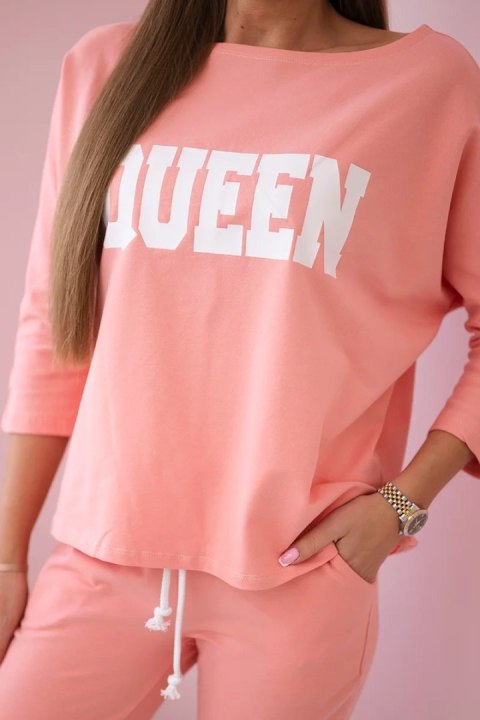 Komplet z nadrukiem Queen morelowy uniwersalny