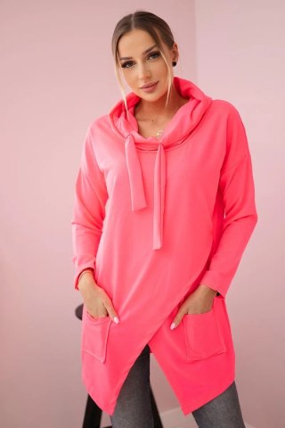 Tunika z kopertowym przodem Oversize różowy neon uniwersalny