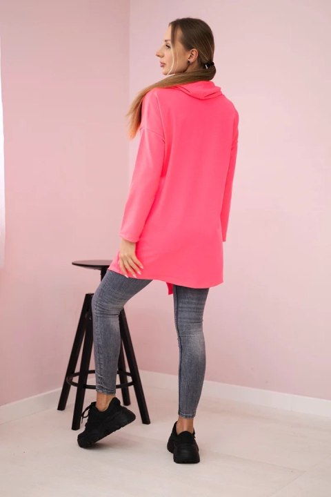 Tunika z kopertowym przodem Oversize różowy neon uniwersalny
