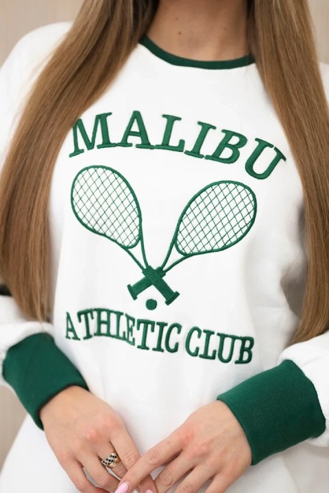 Bluza ocieplana Malibu ecru+ ciemno zielony uniwersalny