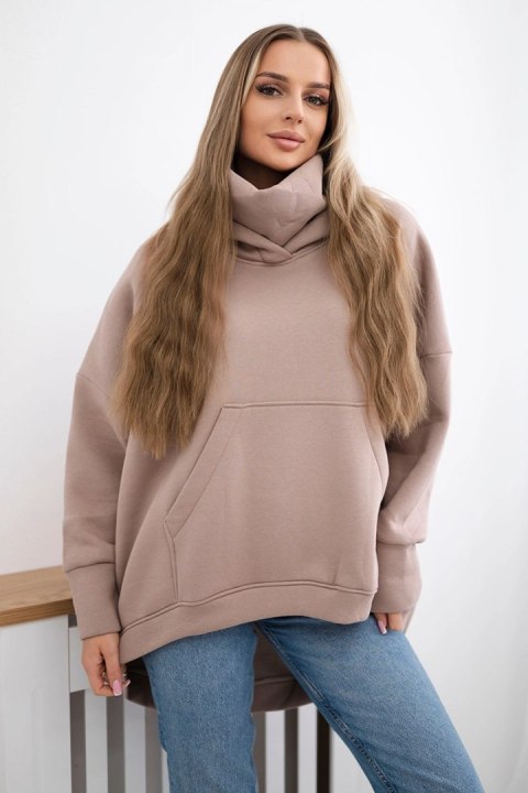 Bluza ocieplana oversize ciemno beżowa uniwersalny