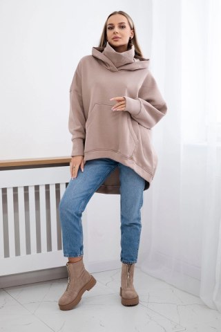 Bluza ocieplana oversize ciemno beżowa uniwersalny