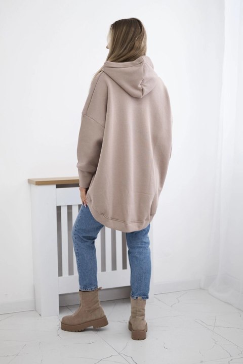 Bluza ocieplana oversize ciemno beżowa uniwersalny