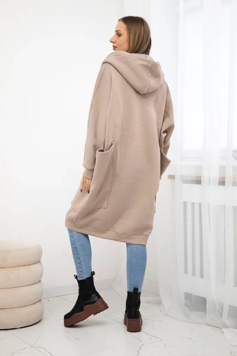 Bluza ocieplana oversize ciemno beżowa uniwersalny