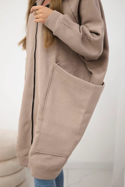 Bluza ocieplana oversize ciemno beżowa uniwersalny