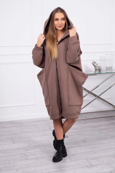 Bluza ocieplana oversize mocca uniwersalny