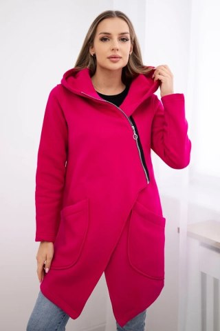 Bluza ocieplana z asymetrycznym suwakiem fuksja uniwersalny