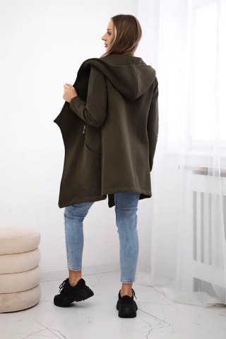 Bluza ocieplana z asymetrycznym suwakiem khaki uniwersalny