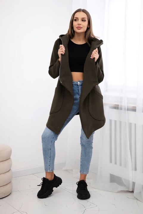 Bluza ocieplana z asymetrycznym suwakiem khaki uniwersalny