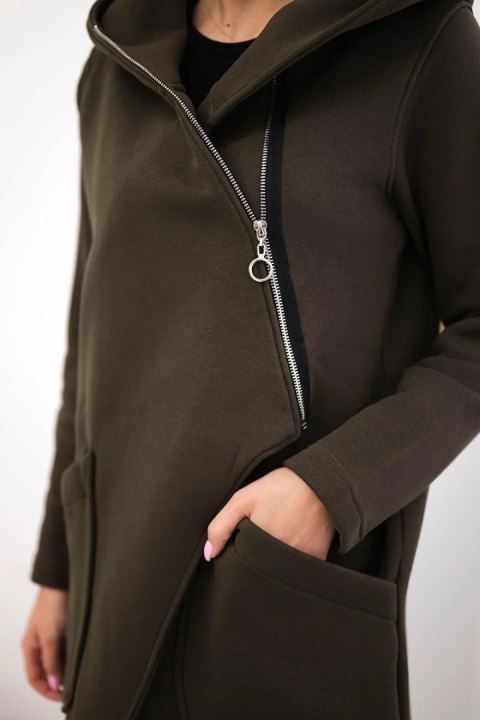 Bluza ocieplana z asymetrycznym suwakiem khaki uniwersalny