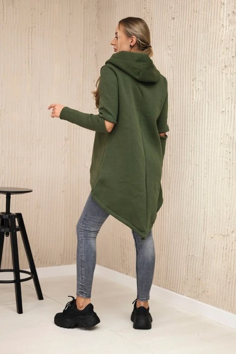 Bluza ocieplana z dłuższym tyłem khaki uniwersalny