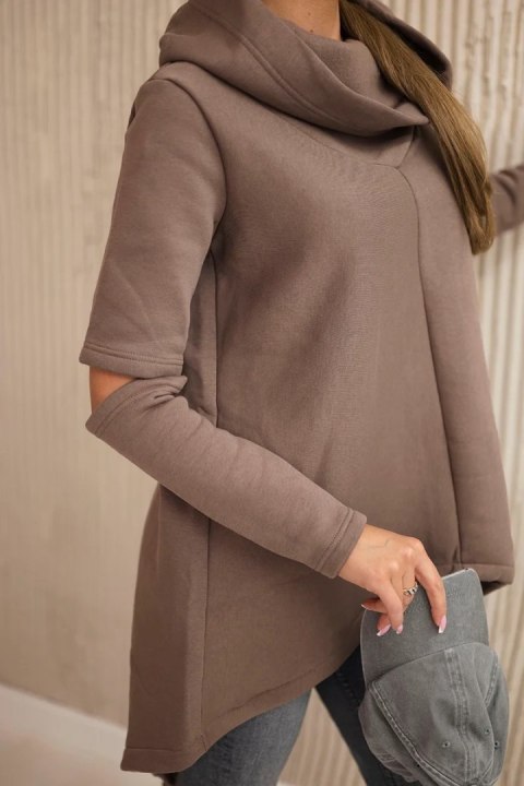 Bluza ocieplana z dłuższym tyłem mocca uniwersalny