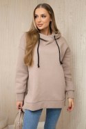 Bluza ocieplana z suwakiem na boku ciemno beżowa uniwersalny