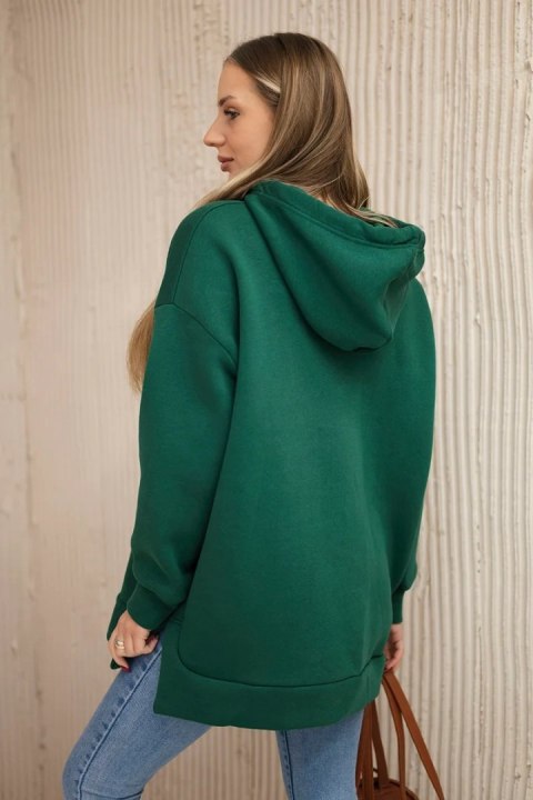 Bluza ocieplana z suwakiem na boku ciemno zielona uniwersalny