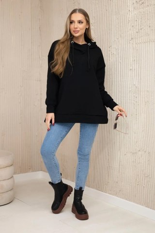 Bluza ocieplana z suwakiem na boku czarna uniwersalny