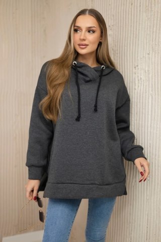 Bluza ocieplana z suwakiem na boku grafitowa uniwersalny