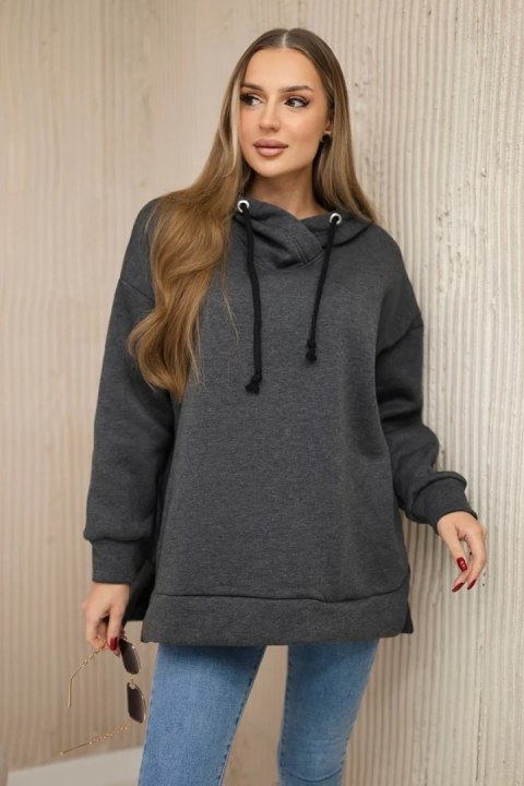 Bluza ocieplana z suwakiem na boku grafitowa uniwersalny