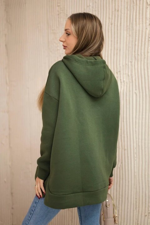 Bluza ocieplana z suwakiem na boku khaki uniwersalny