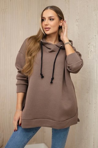 Bluza ocieplana z suwakiem na boku mocca uniwersalny