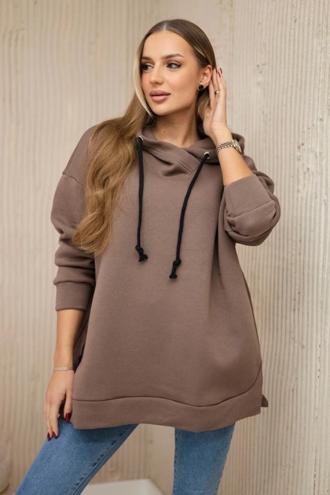 Bluza ocieplana z suwakiem na boku mocca uniwersalny