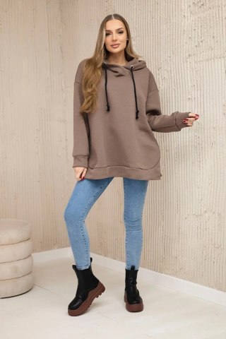 Bluza ocieplana z suwakiem na boku mocca uniwersalny