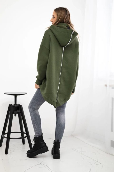 Bluza ocieplana z suwakiem z tyłu khaki uniwersalny
