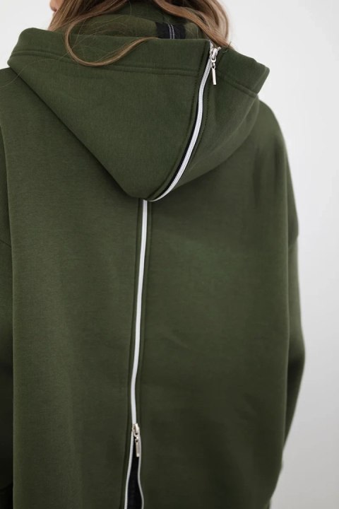 Bluza ocieplana z suwakiem z tyłu khaki uniwersalny