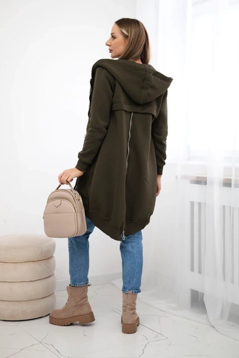 Bluza ocieplana z suwakiem z tyłu khaki uniwersalny