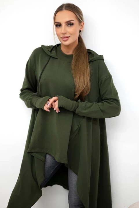Bluza rozkloszowana u dołu khaki uniwersalny