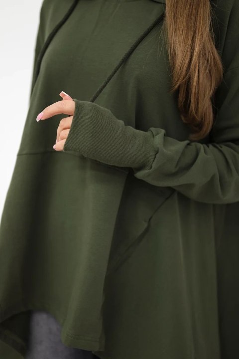 Bluza rozkloszowana u dołu khaki uniwersalny