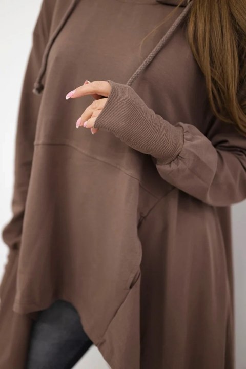 Bluza rozkloszowana u dołu mocca uniwersalny