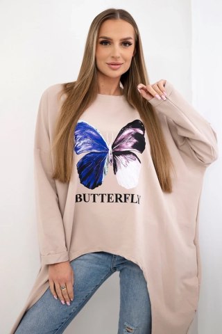 Bluzka z nadrukiem oversize beżowa uniwersalny
