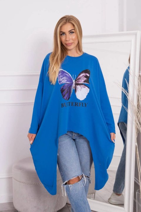 Bluzka z nadrukiem oversize chabrowa uniwersalny