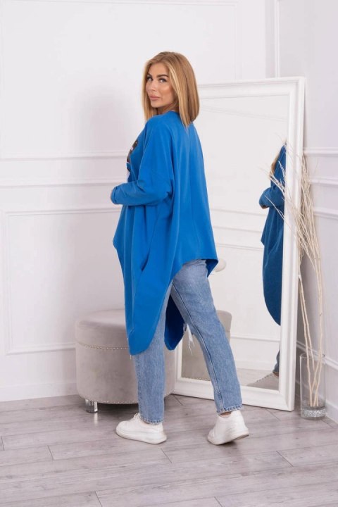 Bluzka z nadrukiem oversize chabrowa uniwersalny