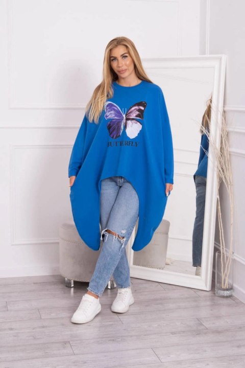 Bluzka z nadrukiem oversize chabrowa uniwersalny